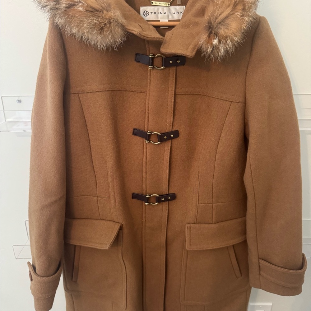 Trina Turk Women's Brown Toggle Pea Coat